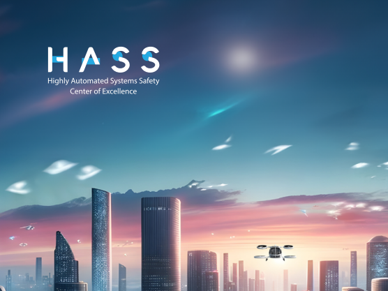 Screenshot of the HASS COE whitepaper cover on AI assurance in transportation, showing the title and a visual of mobility systems.